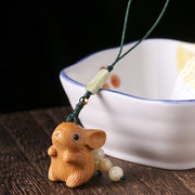 FREE Today: Calm and Healing Sandalwood Small Leaf Red Sandalwood Lucky Mini Rabbit Key Chain Phone Hanging Decoration