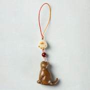 Buddha Stones Small Leaf Red Sandalwood Green Sandalwood Sandalwood Sitting Cat Sooth Phone Hanging Decoration