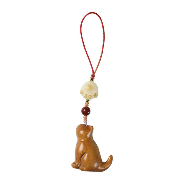 FREE Today: Sooth and Relaxation Small Leaf Red Sandalwood Green Sandalwood Sandalwood Sitting Cat Phone Hanging Decoration