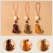 Buddha Stones Small Leaf Red Sandalwood Green Sandalwood Sandalwood Sitting Cat Sooth Phone Hanging Decoration