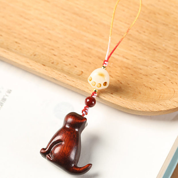 FREE Today: Sooth and Relaxation Small Leaf Red Sandalwood Green Sandalwood Sandalwood Sitting Cat Phone Hanging Decoration