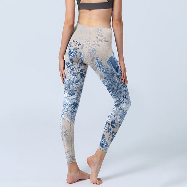 Buddha Stones Rose Daisy Print Gym Leggings Women's Yoga Pants - image 4