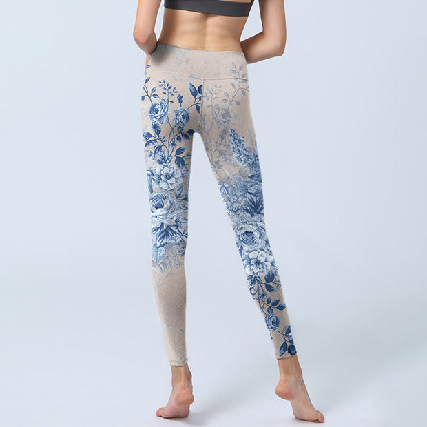 Buddha Stones Rose Daisy Print Gym Leggings Women's Yoga Pants - image 7