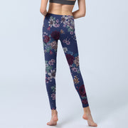 Buddha Stones Red Rose Peony Chrysanthemum Print Gym Leggings Women's Yoga Pants - image 7