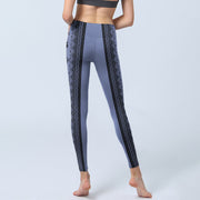 Buddha Stones Blue Stitching Sanskrit Word Om Lotus Pattern Print Gym Leggings Women's Yoga Pants - image 7