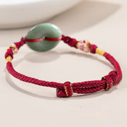 Buddha Stones Red String Jade Peace Buckle Peach Blossom Knot Diamond Knot Luck Bracelet