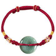 Buddha Stones Red String Jade Peace Buckle Peach Blossom Knot Diamond Knot Luck Bracelet