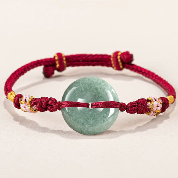 Buddha Stones Red String Jade Peace Buckle Peach Blossom Knot Diamond Knot Luck Bracelet