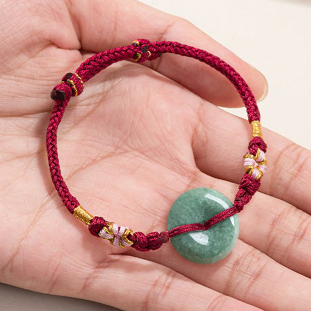 Buddha Stones Red String Jade Peace Buckle Peach Blossom Knot Diamond Knot Luck Bracelet