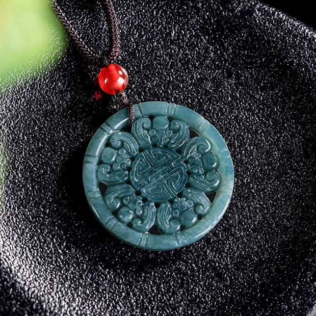 Buddha Stones Jade Ingot Abundance Necklace Pendant