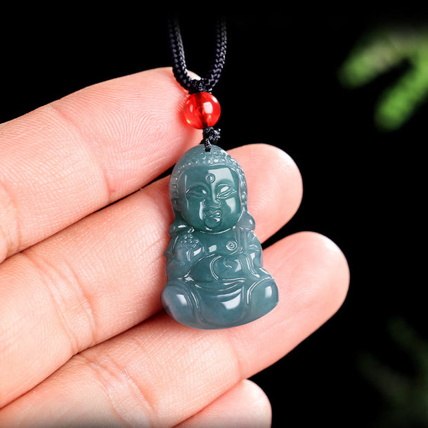 Buddha Stones Jade Baobao Buddha Prosperity Necklace Pendant