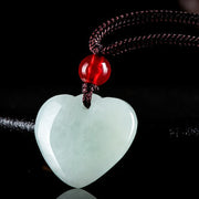 Buddha Stones Jade Heart Prosperity Necklace Pendant