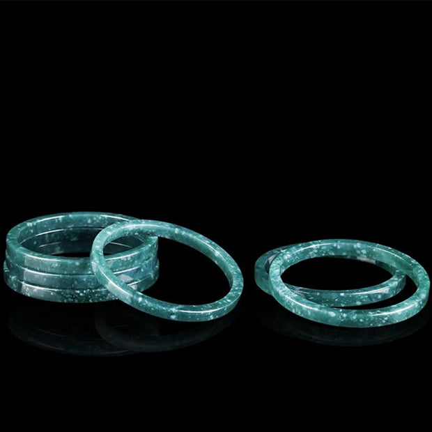 Buddha Stones Natural Jade Abundance Thin Bracelet Bangle