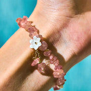 FREE Today: Soothing Love Natural Strawberry Quartz Green Strawberry Quartz Super Seven Crystal Flower Bracelet