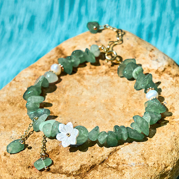 FREE Today: Soothing Love Natural Strawberry Quartz Green Strawberry Quartz Super Seven Crystal Flower Bracelet