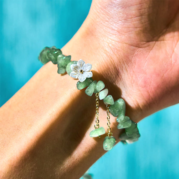 FREE Today: Soothing Love Natural Strawberry Quartz Green Strawberry Quartz Super Seven Crystal Flower Bracelet