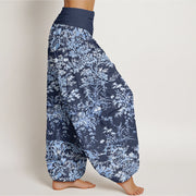 Buddha Stones Casual Rocky Floral Pattern Women's Elastic Waist Harem Pants