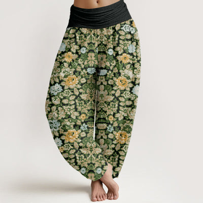 Buddha Stones Casual Colorful Plant Pattern Women's Elastic Waist Harem Pants