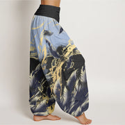 Buddha Stones Casual Floating Feathers Sky Pattern Women's Elastic Waist Harem Pants