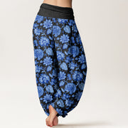 Buddha Stones Casual Petal Vine Pattern Women's Elastic Waist Harem Pants