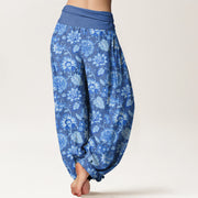 Buddha Stones Casual Petal Vine Pattern Women's Elastic Waist Harem Pants