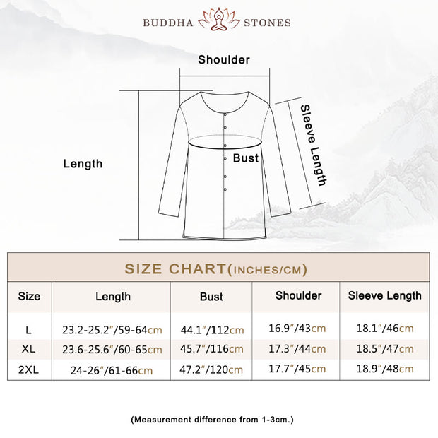 Buddha Stones Round Neck Casual Blouse Embroidery Long Sleeve Shirt Cotton Linen Top Women's Shirts