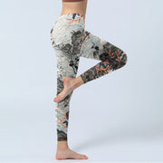 Buddha Stones Waves Rocks Trees Print Gym Fitness Leggings Women's Yoga Pants