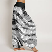 Buddha Stones Zebra Stripes Wave Design Women's Elastic Waist Harem Pants