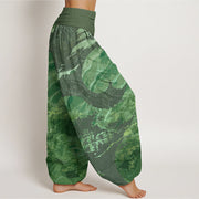 Buddha Stones Dragon Forest Design Women's Elastic Waist Harem Pants