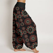 Buddha Stones Mandala Flowers Design Women's Elastic Waist Harem Pants