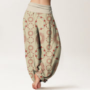 Buddha Stones Mandala Flowers Design Women's Elastic Waist Harem Pants