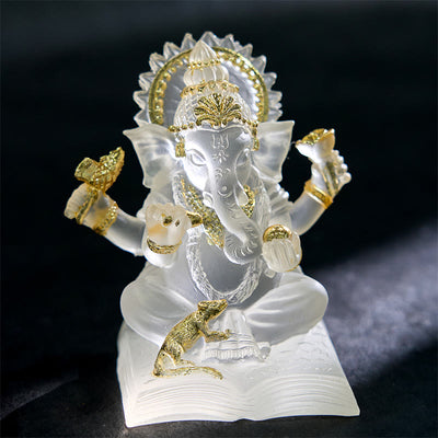 Buddha Stones Transparent White Ganesh Ganpati Elephant Statue Protection Home Resin Decoration