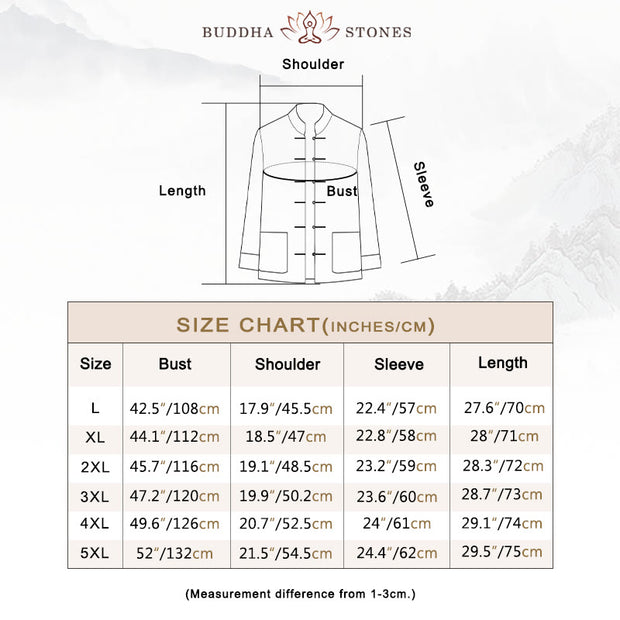 Buddha Stones 2Pcs Zen Tang Suit Men's Frog-Button Long Sleeve Shirt Pants Set With Pockets - image 6