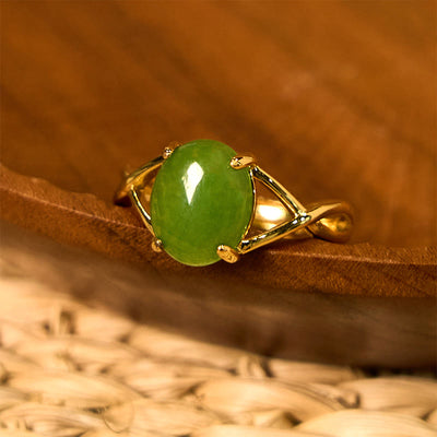 FREE Today: Prosperity and Luck Natural Jade Alloy Adjustable Ring