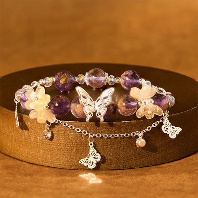 FREE Today: Love Wisdom Natural Purple Phantom Butterfly Flowers Bracelet