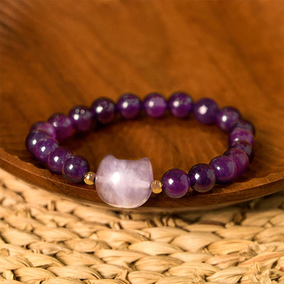 FREE Today: Spiritual Awareness Amethyst Green Aventurine Rose Quartz Fluorite Cat Head Bracelet