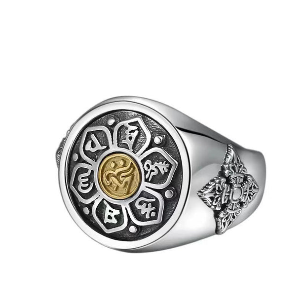 FREE Today: Wisdom and Focus Tibetan Om Mani Padme Hum Vajra Pattern Copper Rotatable Ring