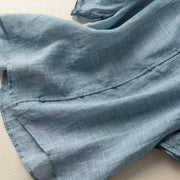 Buddha Stones Casual Plain Button Half Sleeve Middy Collar Cotton Women's Shirt