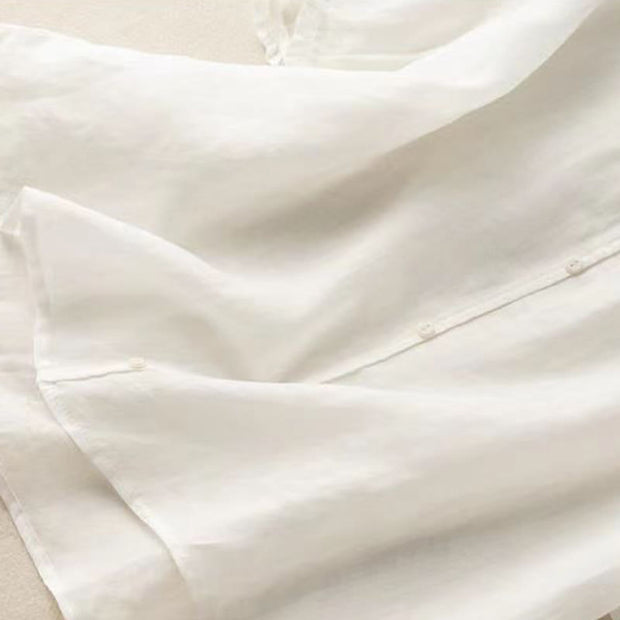 Buddha Stones Casual Plain Button Half Sleeve Middy Collar Cotton Women's Shirt - image 22