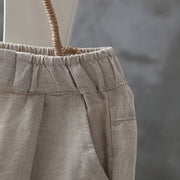 Buddha Stones Casual Button Cotton Linen Women's Harem Pants With Pockets