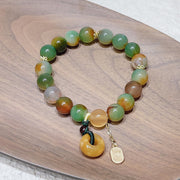 Buddha Stones "May Balance and Safety Be With You"Peacock Agate Bracelet Includes Gift Message Card - image 4