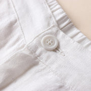 Buddha Stones Commute Solid Color Drawstring 7-8 Length Cotton Linen Women's Wide Leg Pants With Pockets