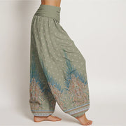 Buddha Stones Ethnic Peacock Floral Pattern Women's Elastic Waist Harem Pants - image 7