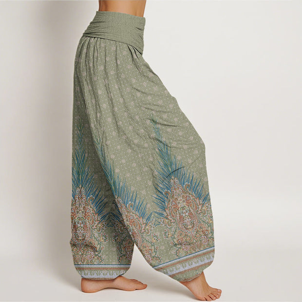 Buddha Stones Ethnic Peacock Floral Pattern Women's Elastic Waist Harem Pants - image 7