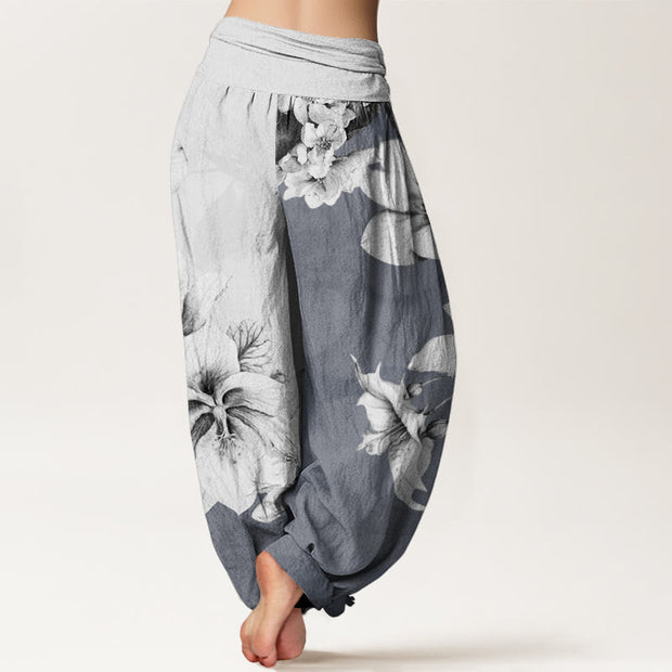 Buddha Stones Camellia Pattern Women's Elastic Waist Harem Pants - image 6