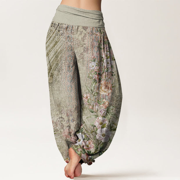 Buddha Stones Ethnic Floral Ethnic Totem Pattern Women's Elastic Waist Harem Pants - image 6