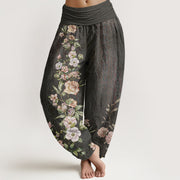 Buddha Stones Ethnic Floral Ethnic Totem Pattern Women's Elastic Waist Harem Pants - Black - US22，UK/AU26，EU54 (6XL) - image 8