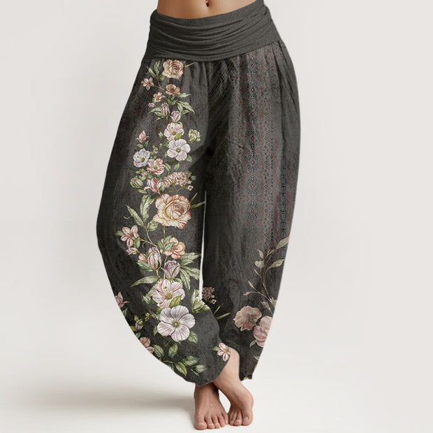 Buddha Stones Ethnic Floral Ethnic Totem Pattern Women's Elastic Waist Harem Pants - Black - US22，UK/AU26，EU54 (6XL) - image 8