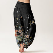Buddha Stones Various Flowers Pattern Women's Elastic Waist Harem Pants - image 2