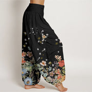 Buddha Stones Various Flowers Pattern Women's Elastic Waist Harem Pants - image 3